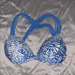 Blue and White Bikini Top